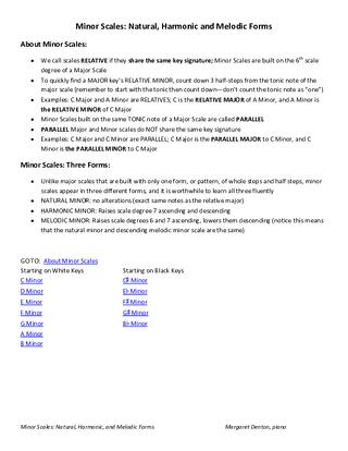 First page of Minor Scales: Natural, Harmonic, Melodic